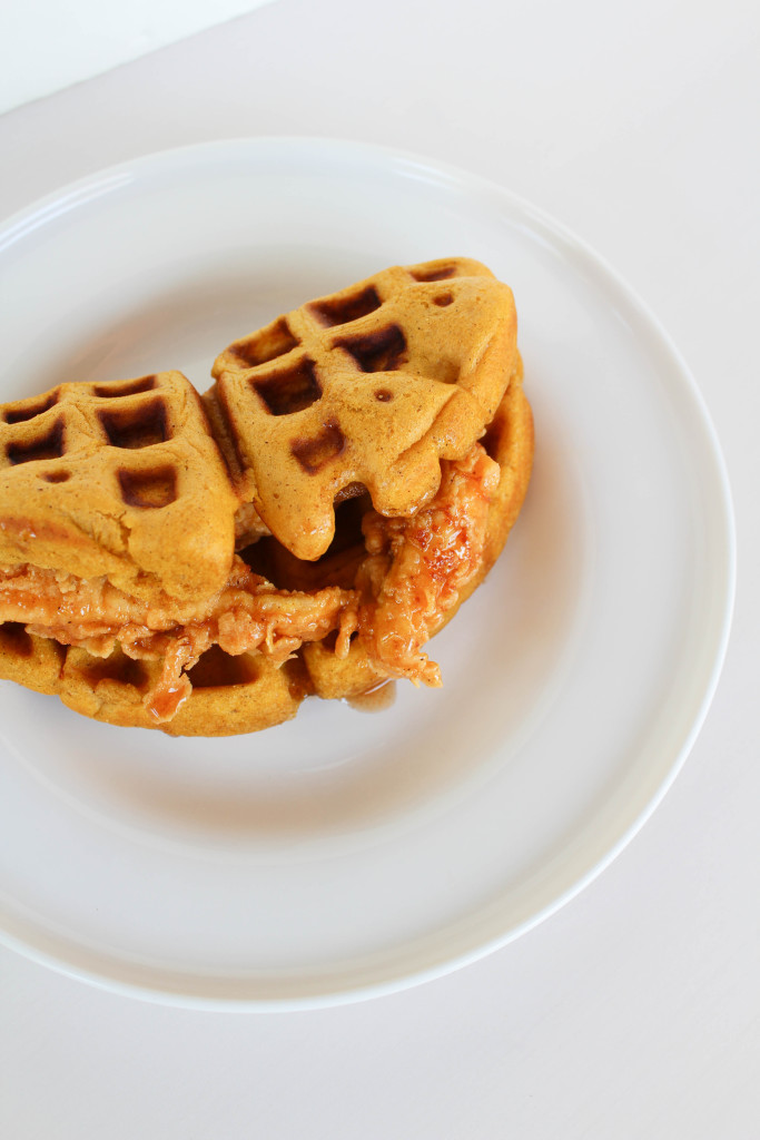 Fried Chicken and Pumpkin Waffle Tacos