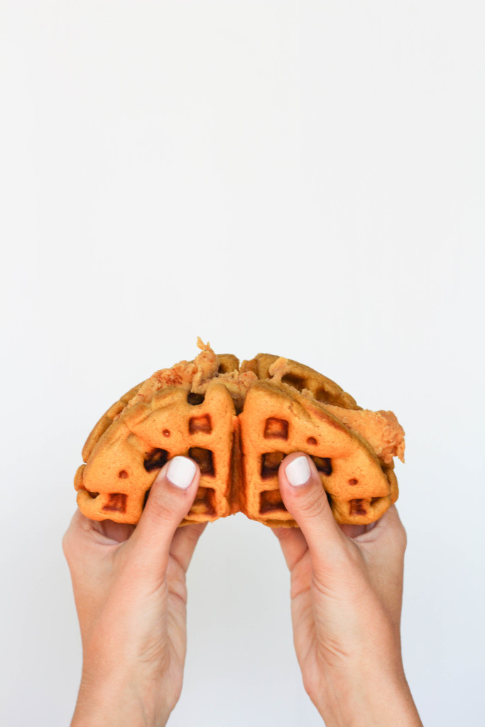 Fried Chicken and Pumpkin Waffle Tacos