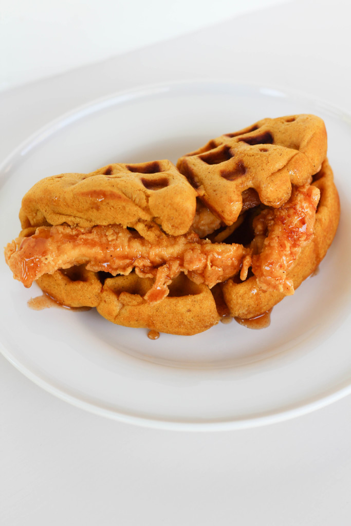 Fried Chicken and Pumpkin Waffle Tacos