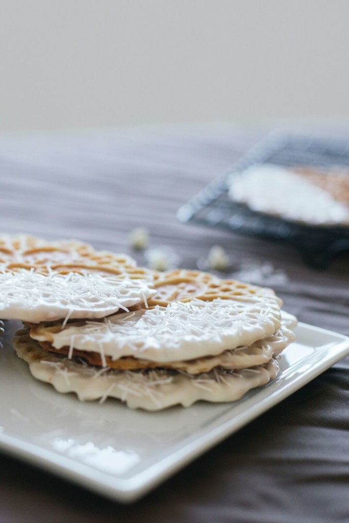 Chocolate Dipped Pizzelle Cookies