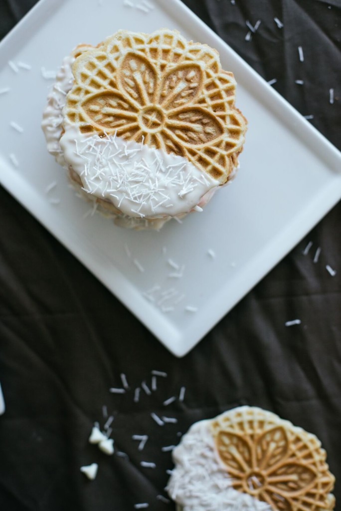 Chocolate Dipped Pizzelle Cookies