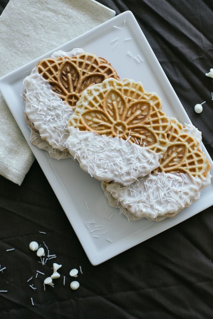 Chocolate Dipped Pizzelle Cookies