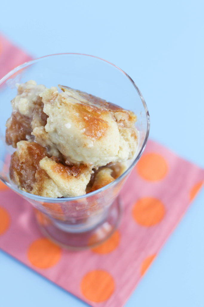 Glazed Donut Bread Pudding with Vanilla Glaze