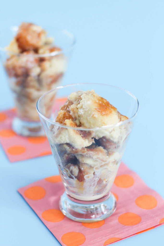 Glazed Donut Bread Pudding with Vanilla Glaze