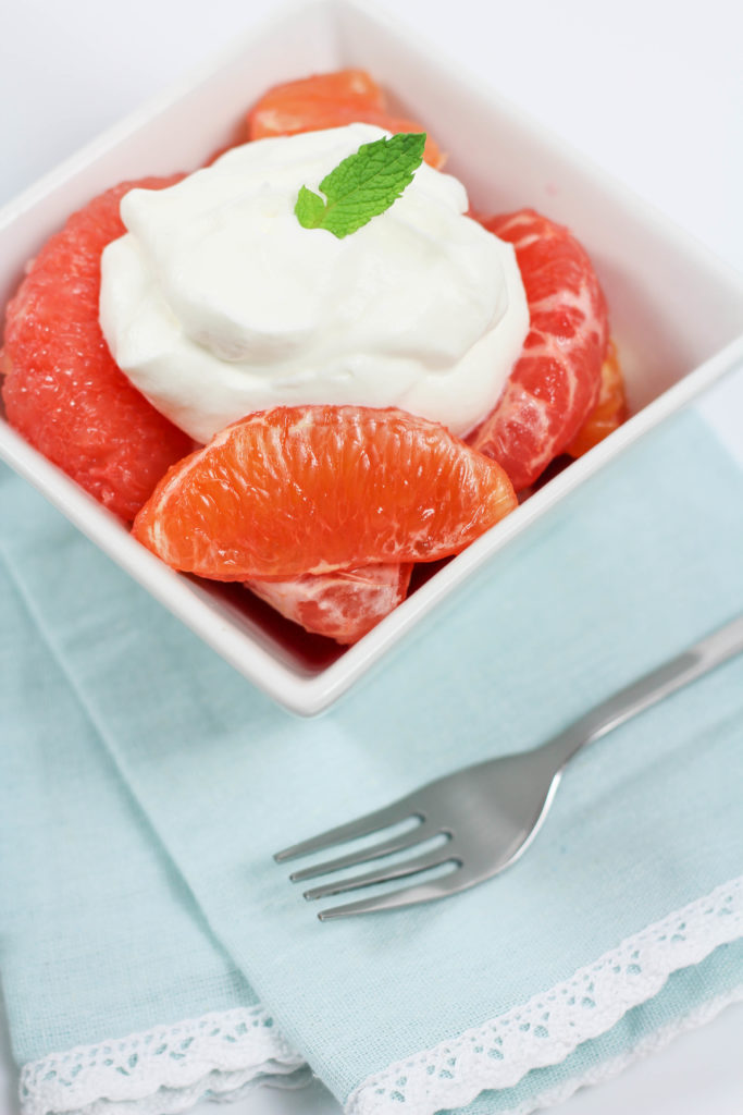 Grapefruit and Orange Compote with Mint Whipped Cream