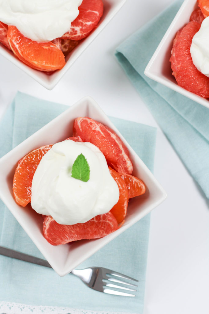 Grapefruit and Orange Compote with Mint Whipped Cream