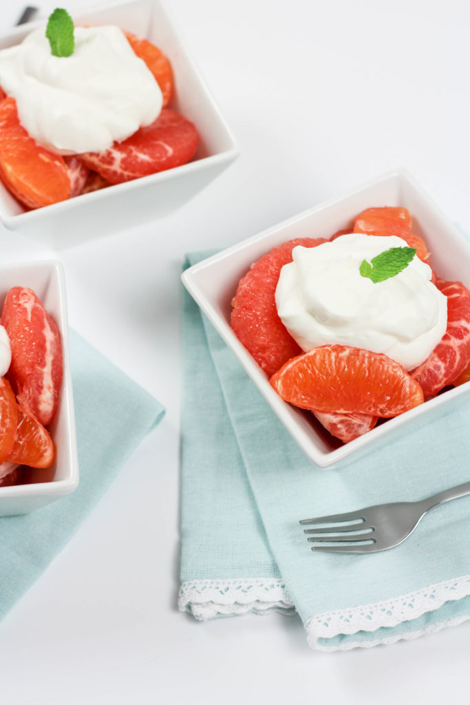 Grapefruit and Orange Compote with Mint Whipped Cream