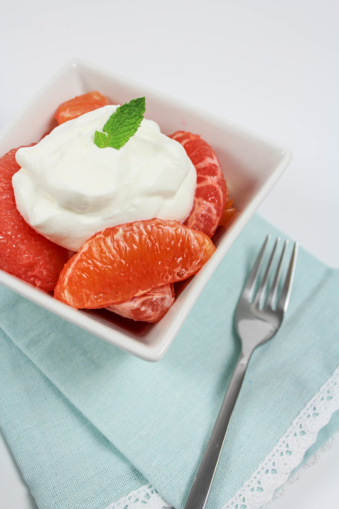 Grapefruit and Orange Compote with Mint Whipped Cream