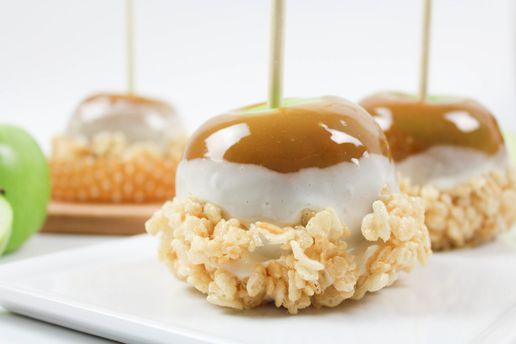 Marshmallow Cereal Treat Caramel Apples