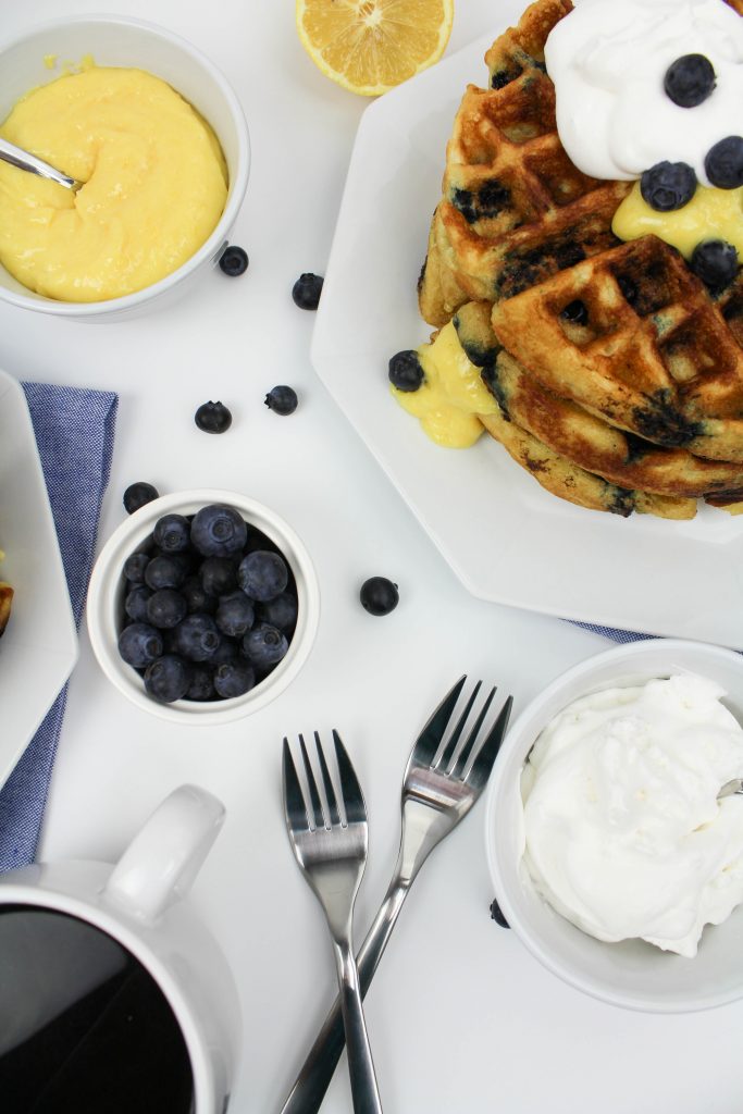 Blueberry Waffles with Lemon Curd