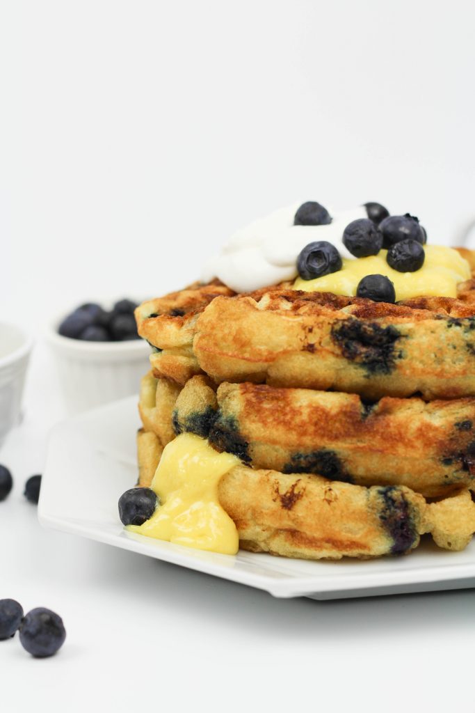 Blueberry Waffles with Lemon Curd