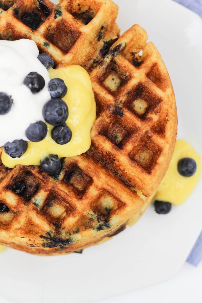 Blueberry Waffles with Lemon Curd