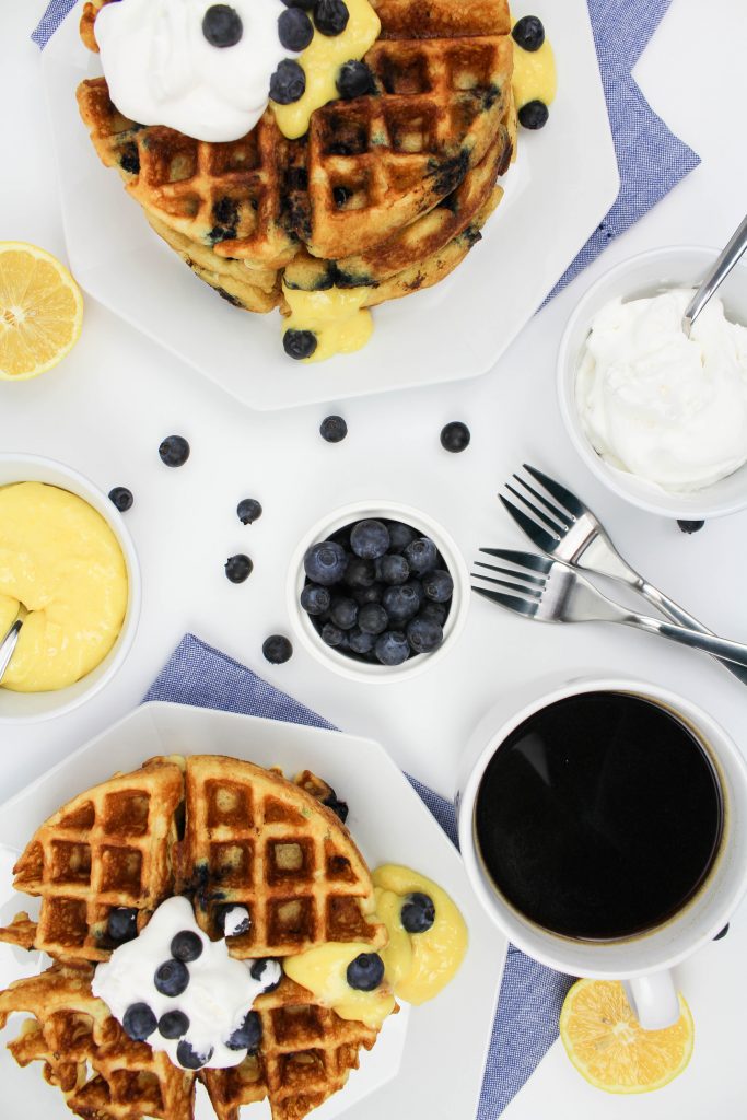 Blueberry Waffles with Lemon Curd