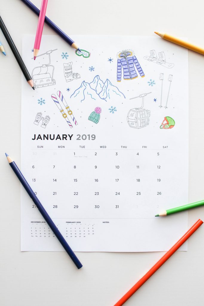 Printable January 2019 Calendar