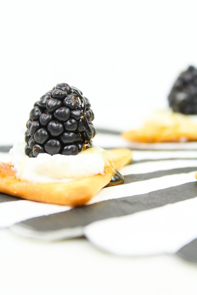 Blackberry, Goat Cheese and Honey Appetizers