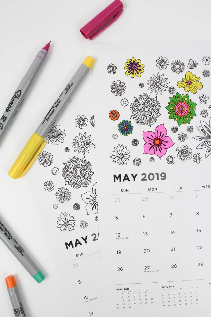 Printable May 2019 Calendar: Coloring Pages!