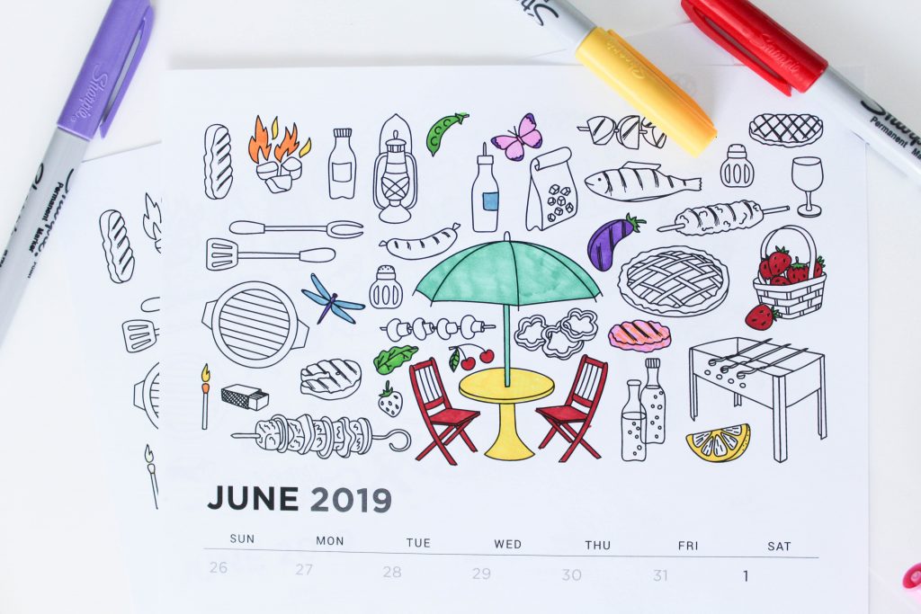 Printable June 2019 Calendar