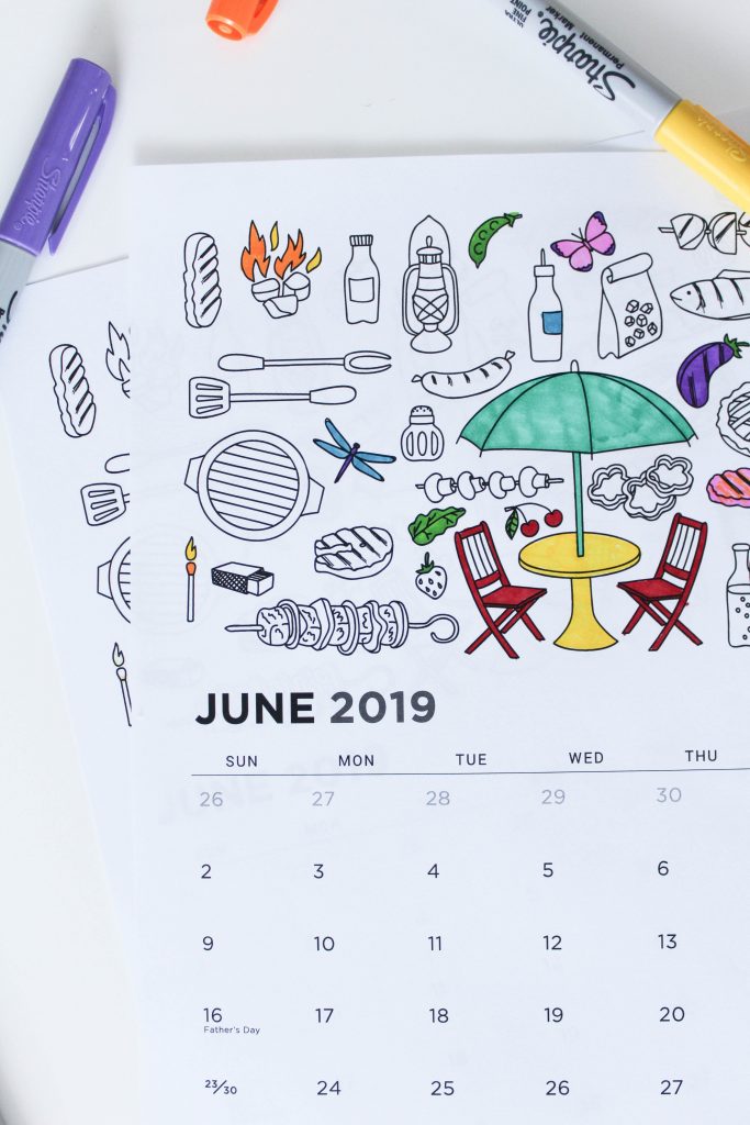 Printable June 2019 Calendar