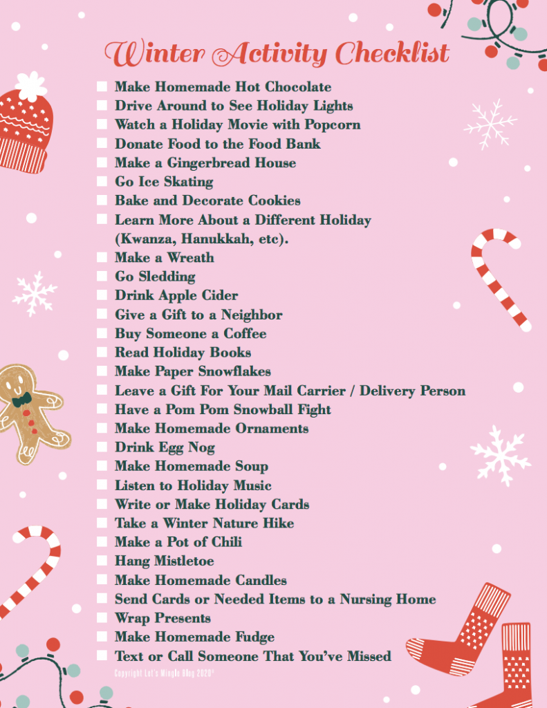 Printable Winter Activity Checklist